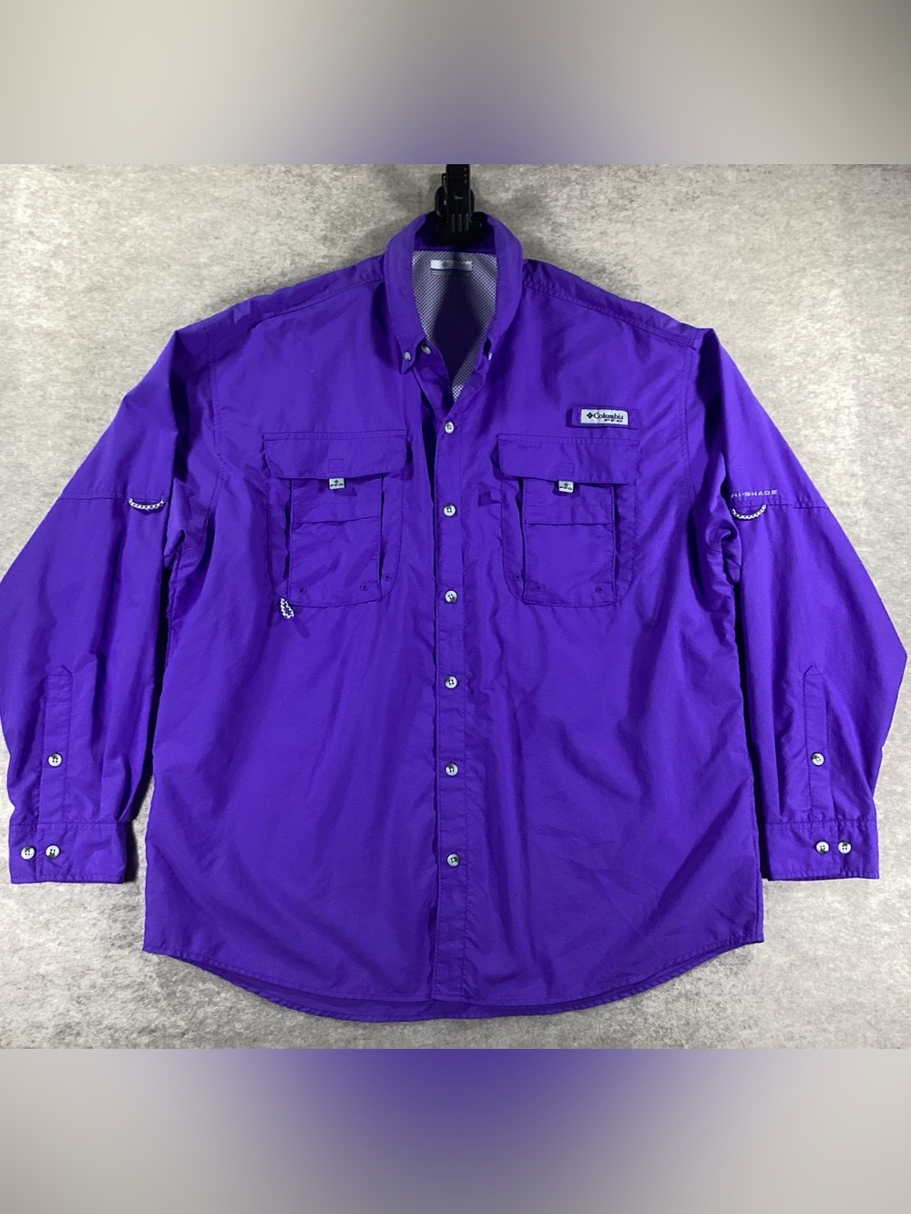 Columbia Purple Button-Front Outdoor Fishing Shirt